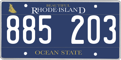 RI license plate 885203