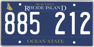 RI license plate 885212