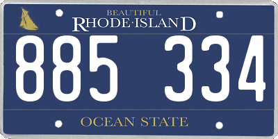 RI license plate 885334