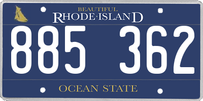RI license plate 885362