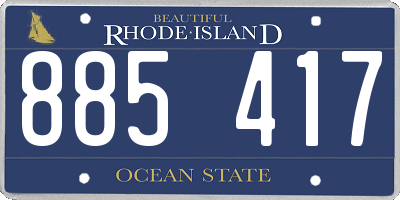 RI license plate 885417