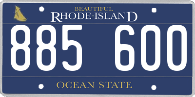 RI license plate 885600