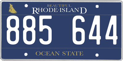 RI license plate 885644