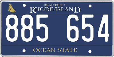 RI license plate 885654