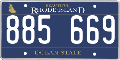 RI license plate 885669