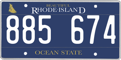 RI license plate 885674