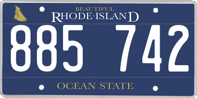 RI license plate 885742