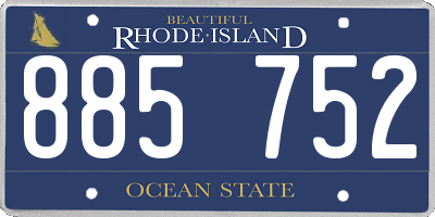 RI license plate 885752