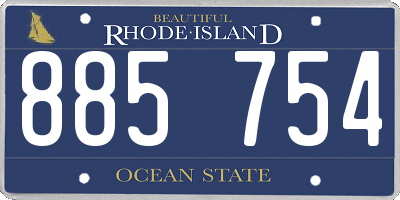 RI license plate 885754