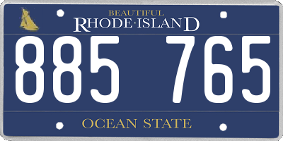 RI license plate 885765