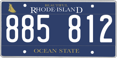 RI license plate 885812