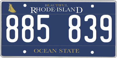 RI license plate 885839