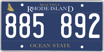 RI license plate 885892