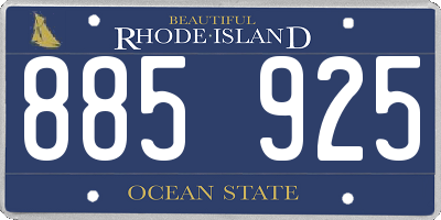 RI license plate 885925