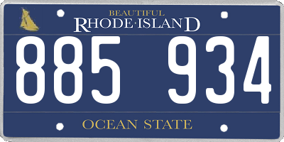 RI license plate 885934