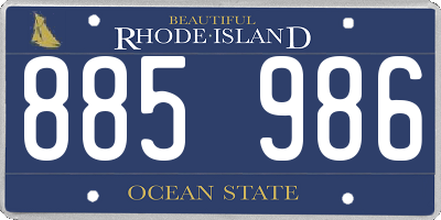 RI license plate 885986