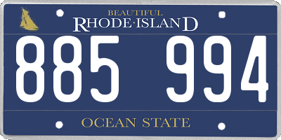 RI license plate 885994