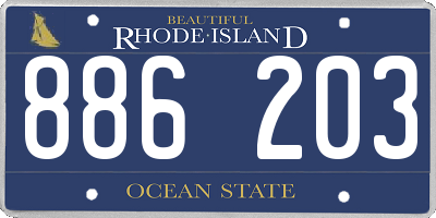 RI license plate 886203