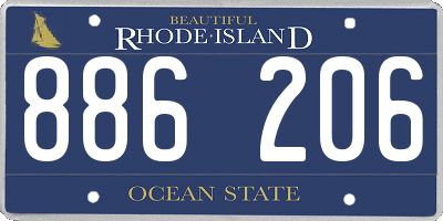 RI license plate 886206