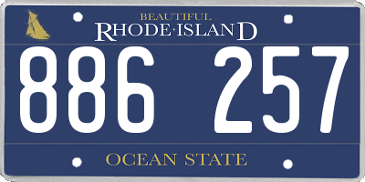 RI license plate 886257