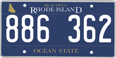 RI license plate 886362