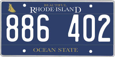 RI license plate 886402