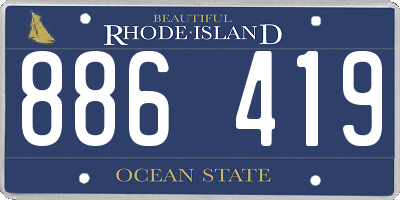 RI license plate 886419