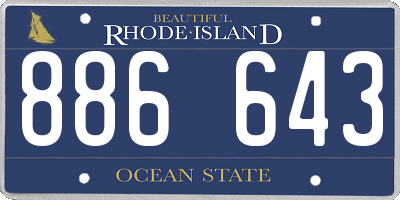 RI license plate 886643