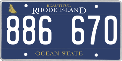 RI license plate 886670