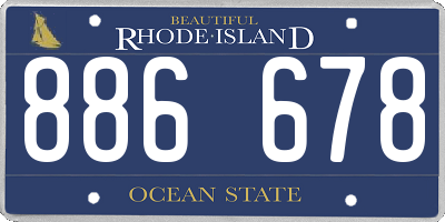 RI license plate 886678