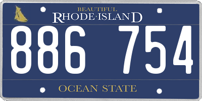 RI license plate 886754