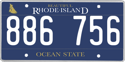 RI license plate 886756