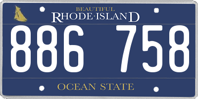 RI license plate 886758