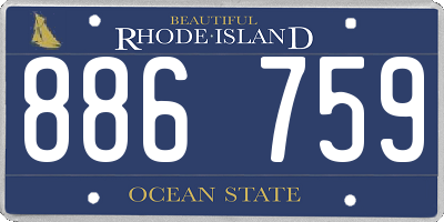 RI license plate 886759