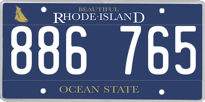 RI license plate 886765