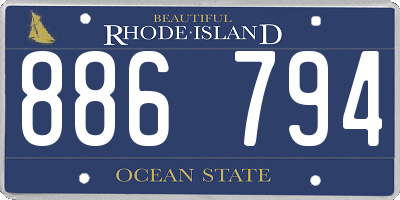 RI license plate 886794