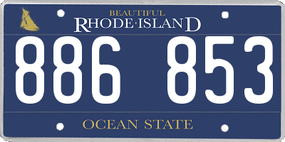 RI license plate 886853