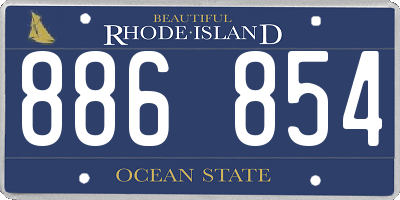 RI license plate 886854