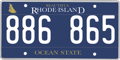 RI license plate 886865