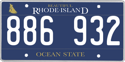 RI license plate 886932