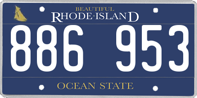 RI license plate 886953