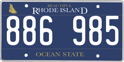 RI license plate 886985