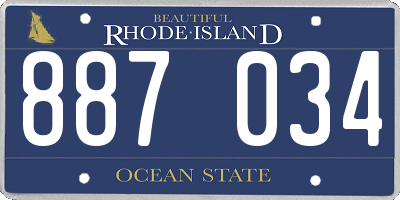 RI license plate 887034