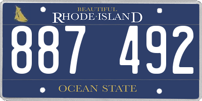 RI license plate 887492