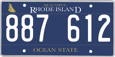 RI license plate 887612