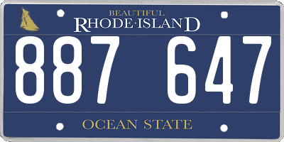 RI license plate 887647