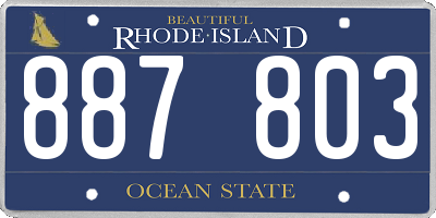 RI license plate 887803