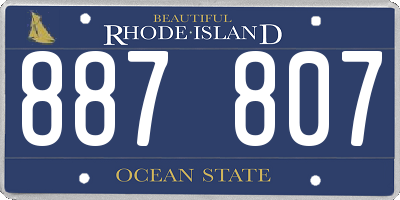 RI license plate 887807