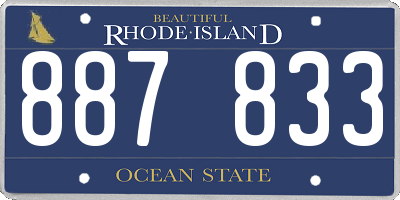 RI license plate 887833