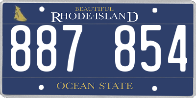 RI license plate 887854